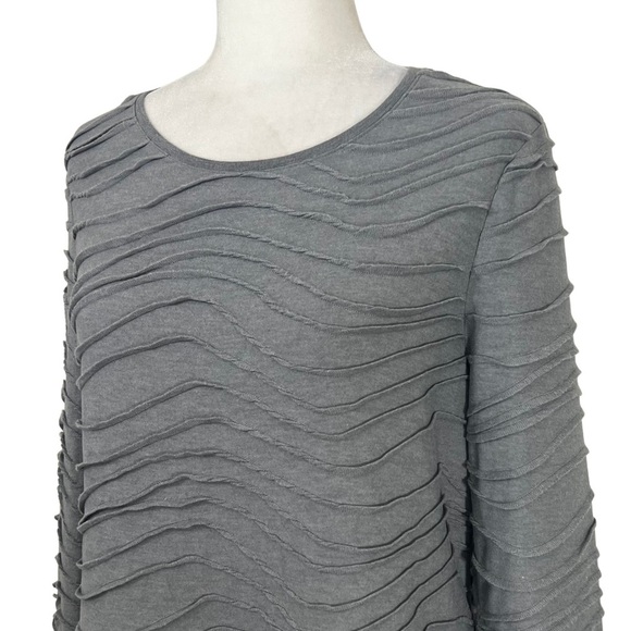 Chico’s Solid Textured Top Long Sleeve Gray M Medium 570247582 - Picture 2 of 13